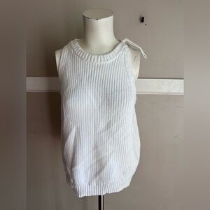 GAP White Ribbed Tie-Shoulder Tank